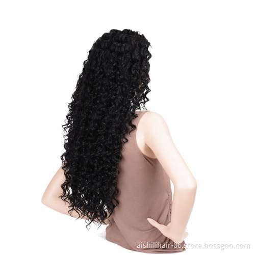factory price black long roll wig, 24-inch artificial wool lace front wig, no kink and curl lace front wig synthetic hair wigs